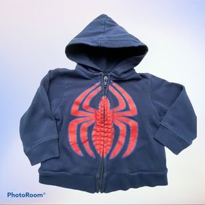 Marvel Hoodie Boys 12-18 Months Blue Graphic Zip-up Spider-Man Sweatshirt